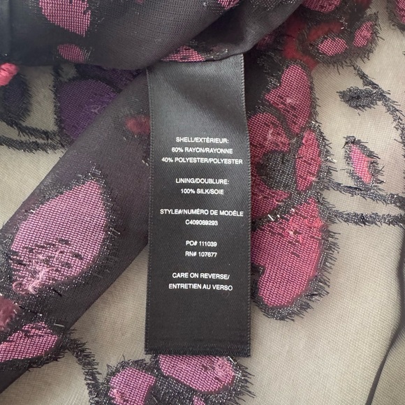 Alice + Olivia Floral Velvet Flocked Sheer Chiffon Shirt Blouse Small - Picture 7 of 11